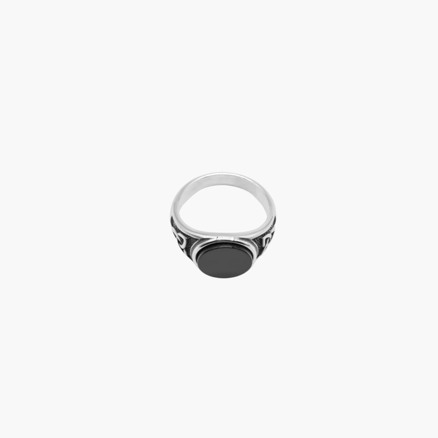 top down view of nexus stainless steel stone ring