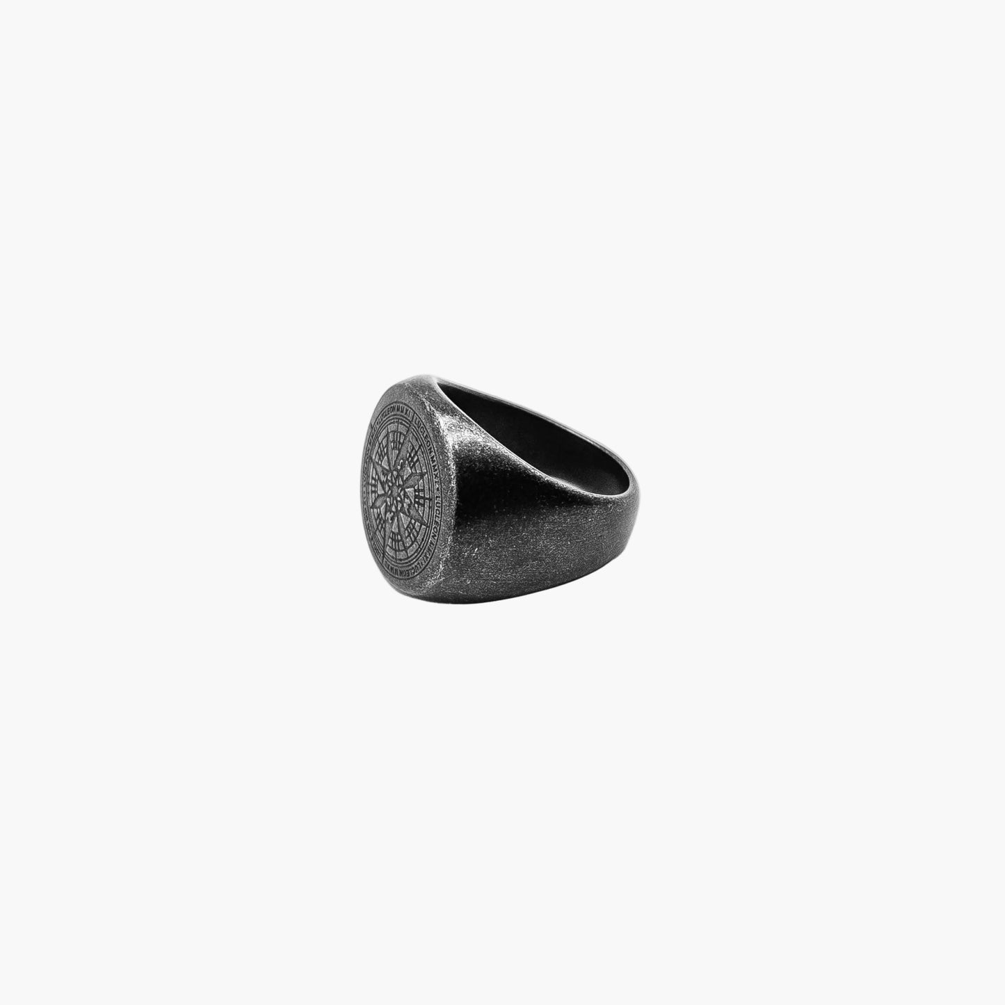 Angled left view of Polestar Ring showing maritime motifs and refined durable design.