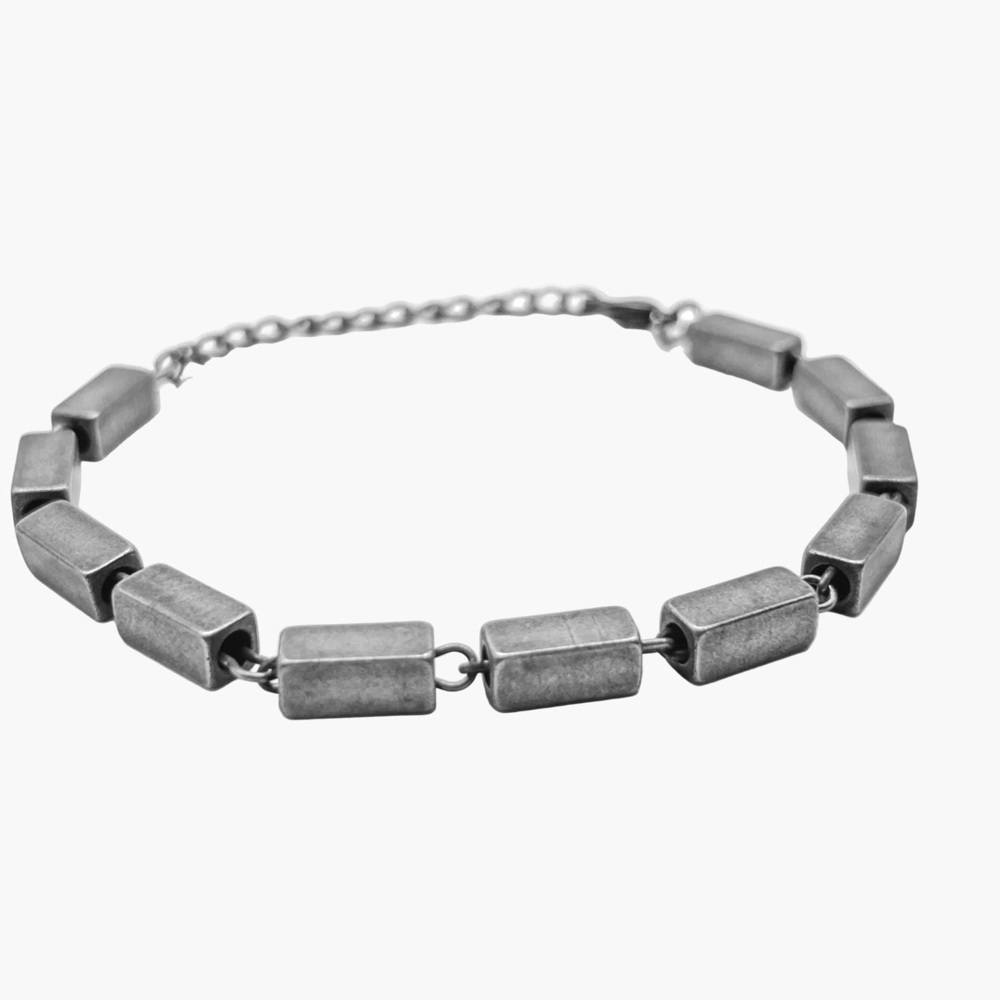 Angled left view of Urban X Bracelet highlighting sleek geometric links and refined stainless steel finish.