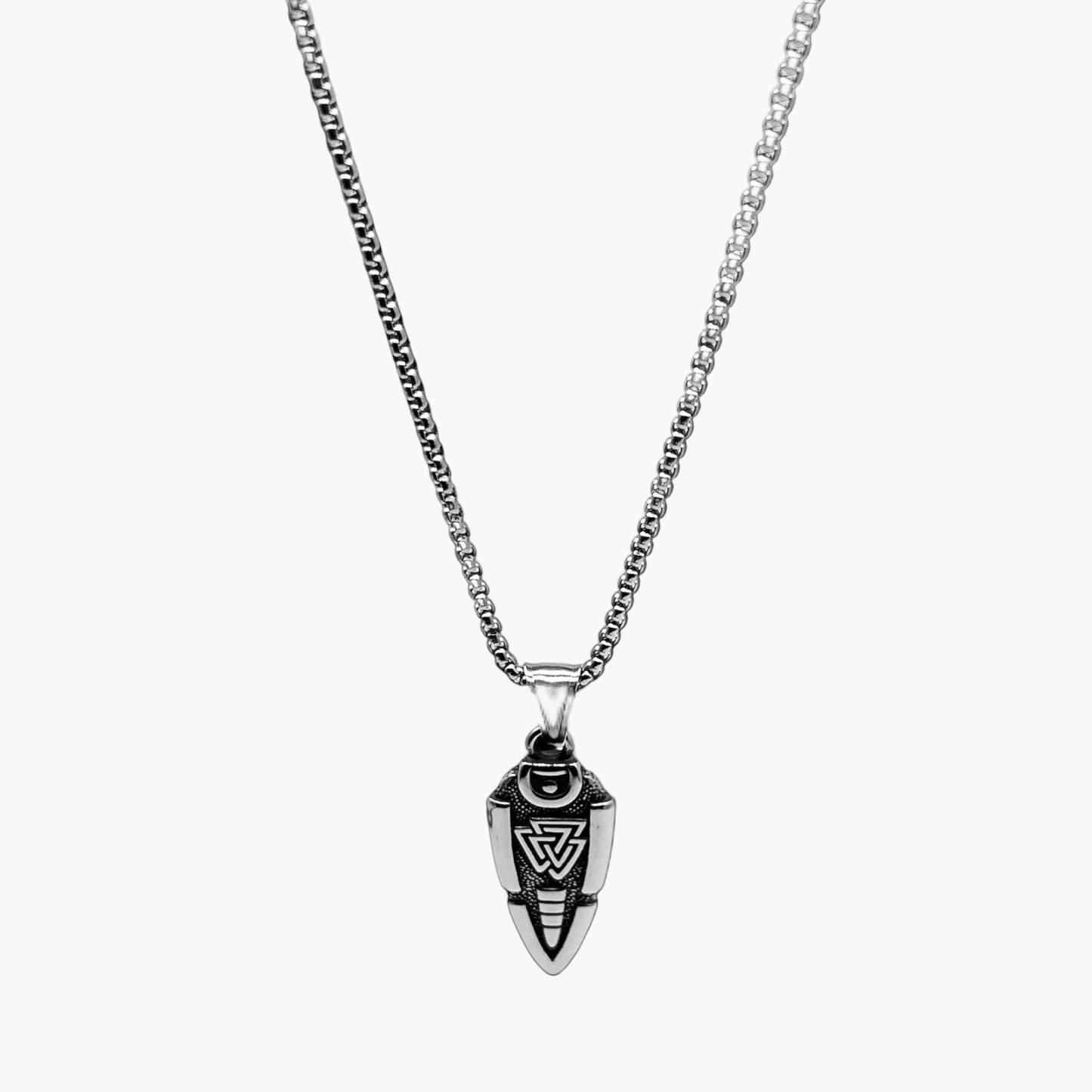 straight view of Vanguard Necklace showing clean lines and durable stainless steel construction