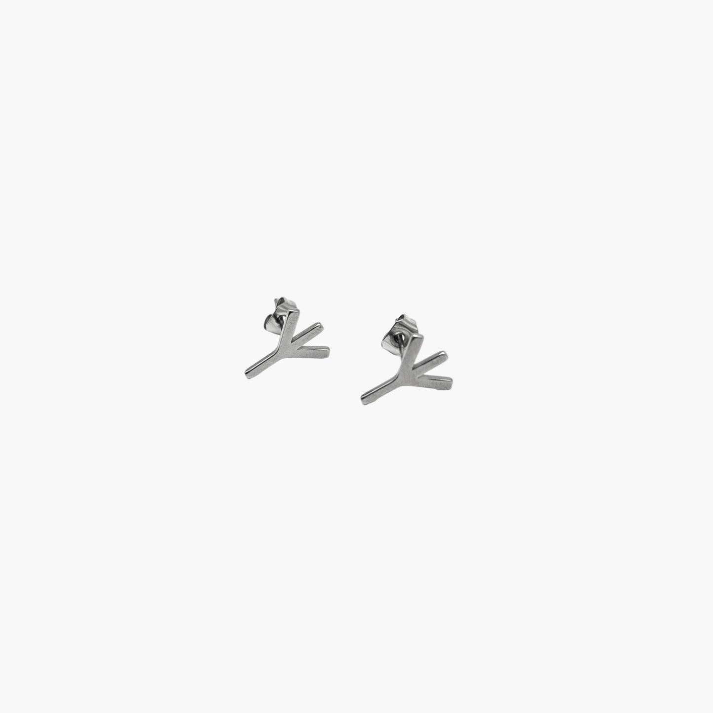 Algiz rune detail on sterling silver stud earrings