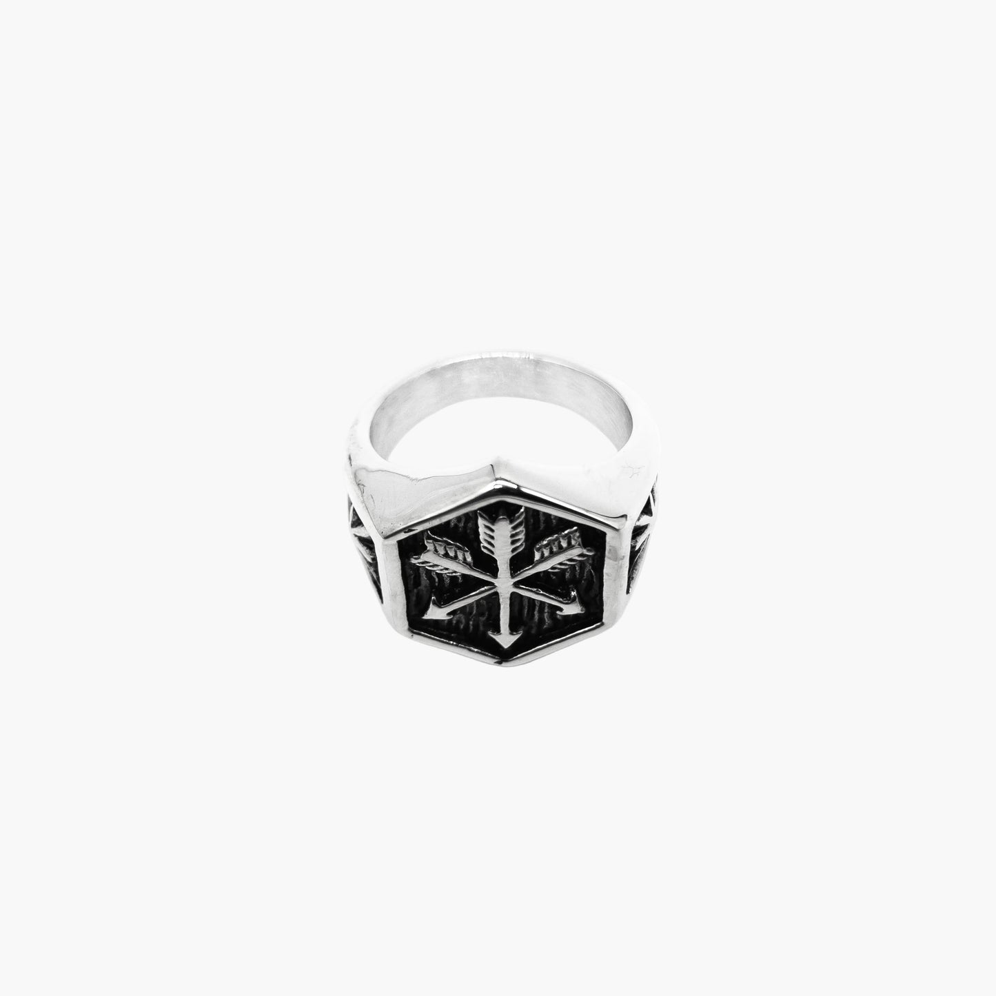 triple arrow etching detail on Arrow Master stainless steel ring