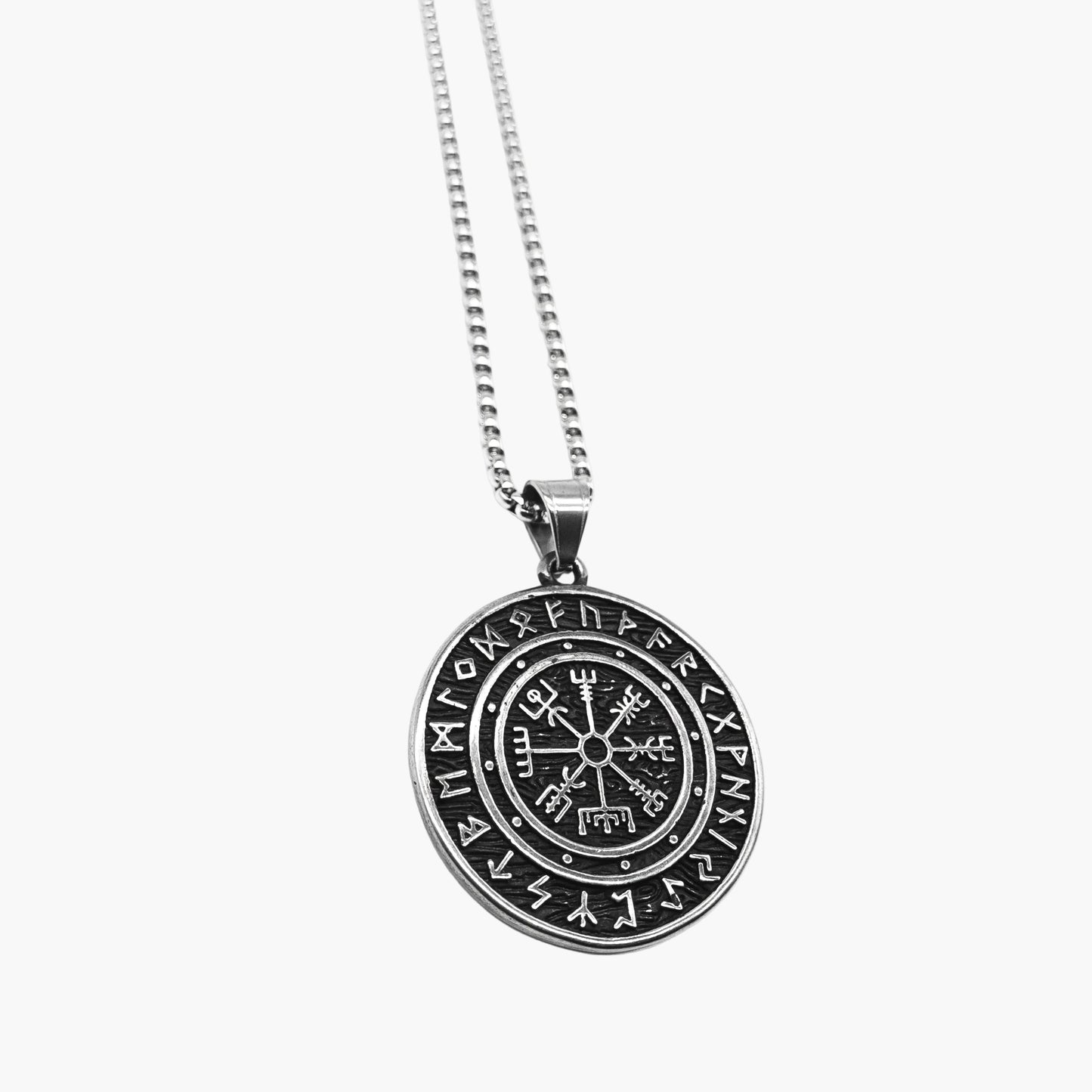 Vegvisir Norse compass etching on Navigator Chain stainless steel pendant