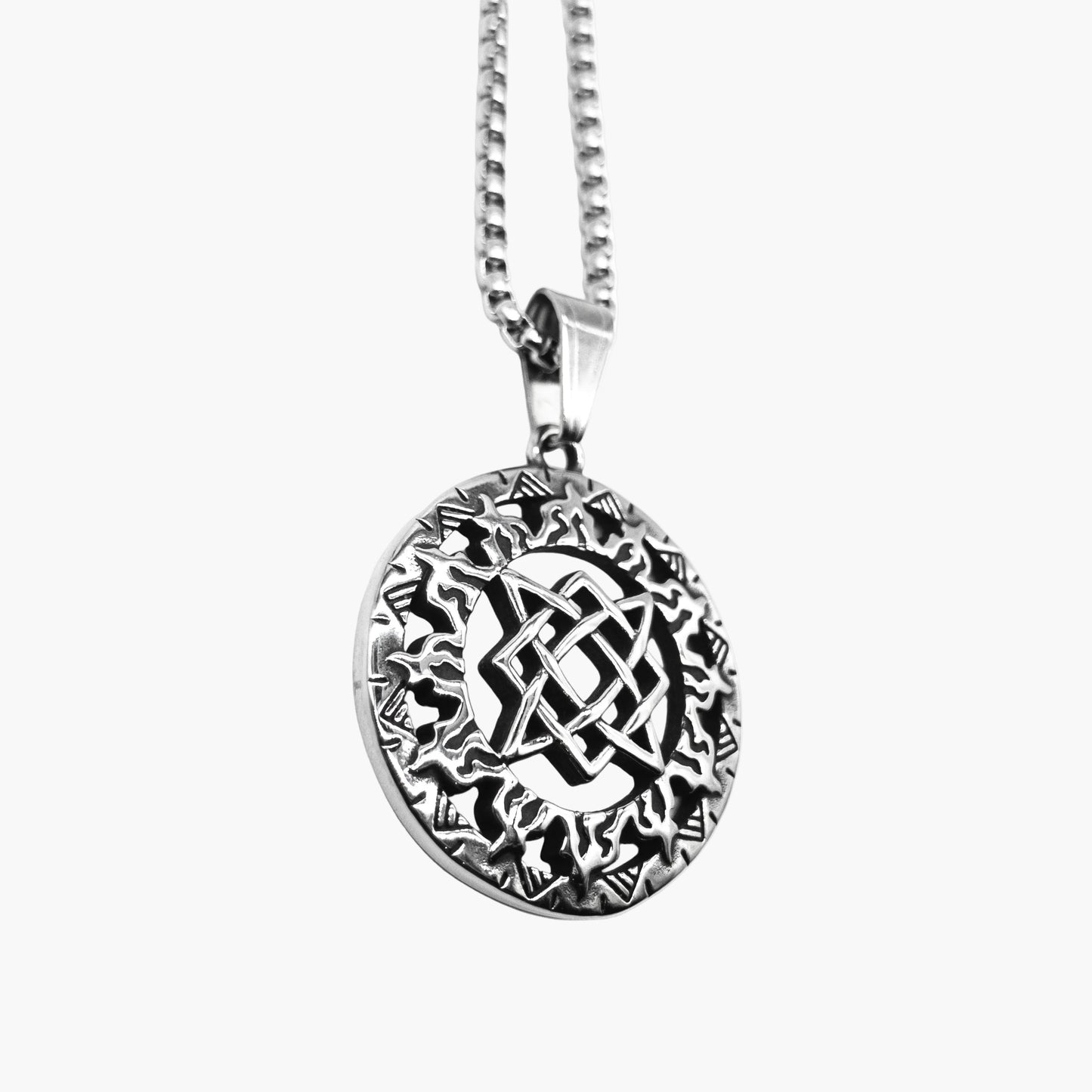 Norse pagan symbol detail on Pagan Charm stainless steel pendant