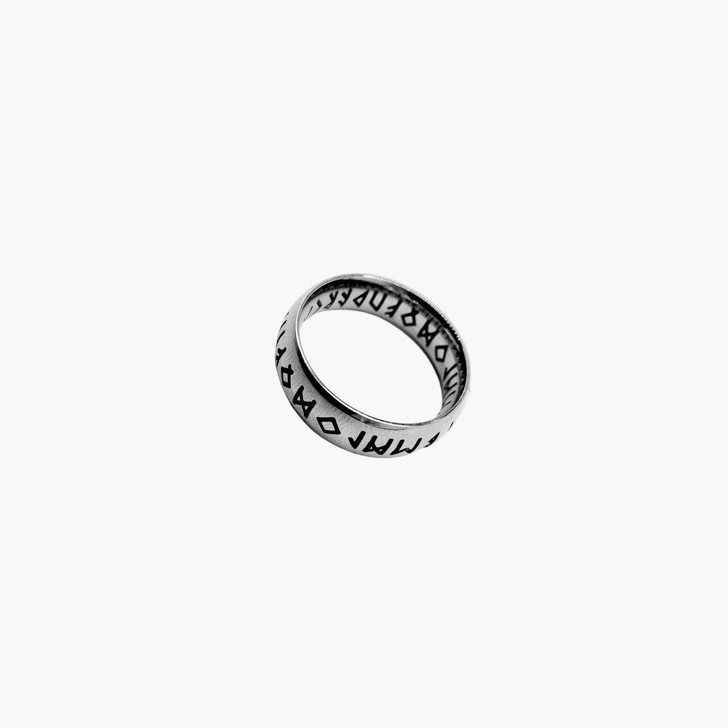 tilted-view of Runes stainless steel rune ring