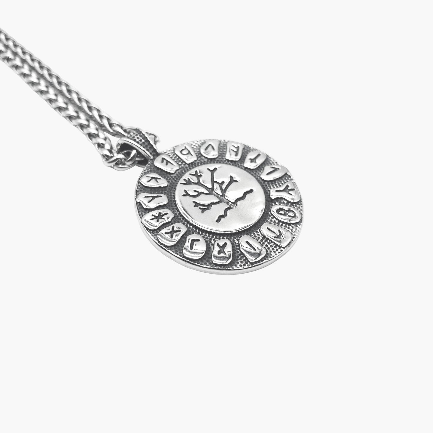 HOUSE OF ROK Runic Tree Pendant Rune Accent Detail Silver Finish