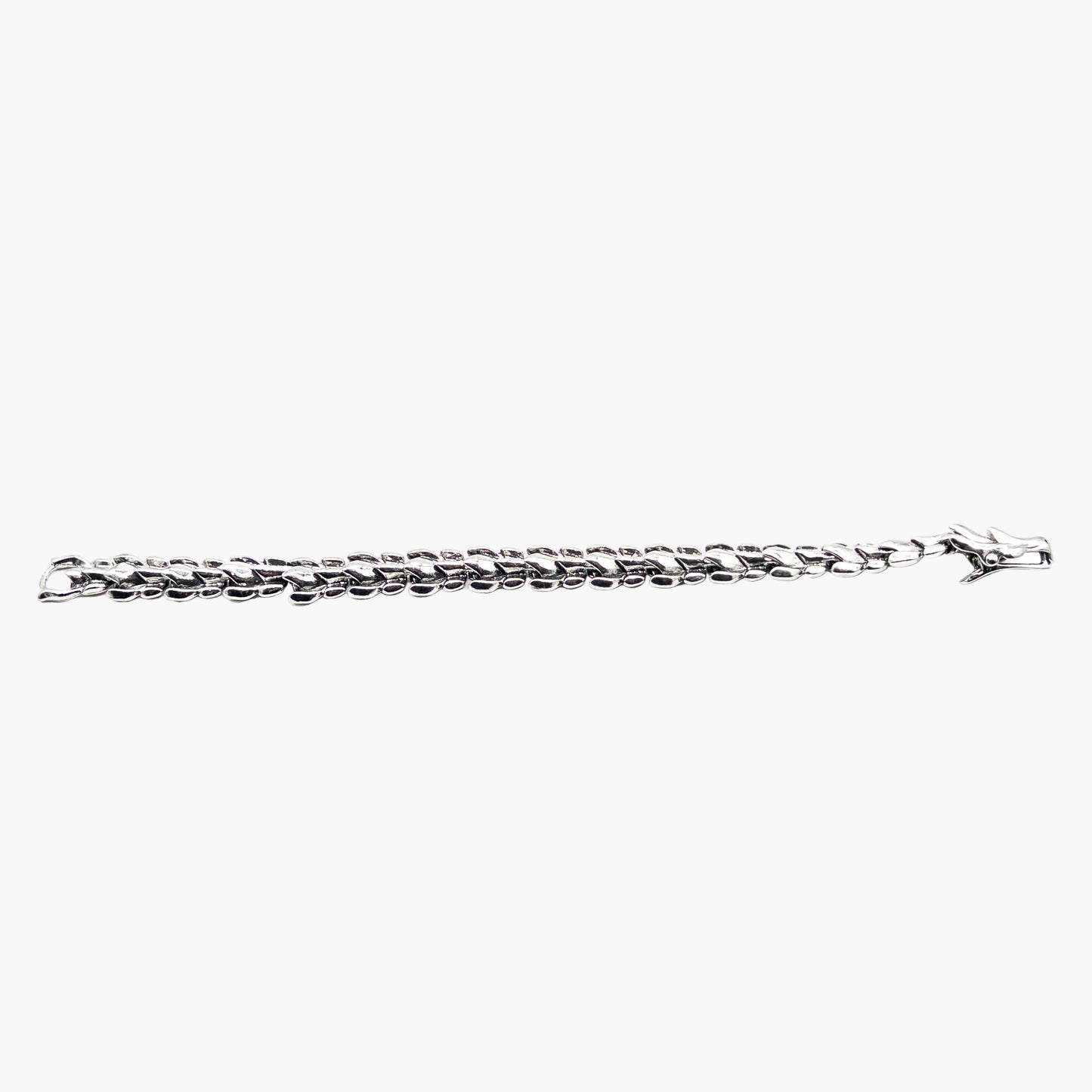 serpent head detail on Silver Serpent stainless steel bracelet