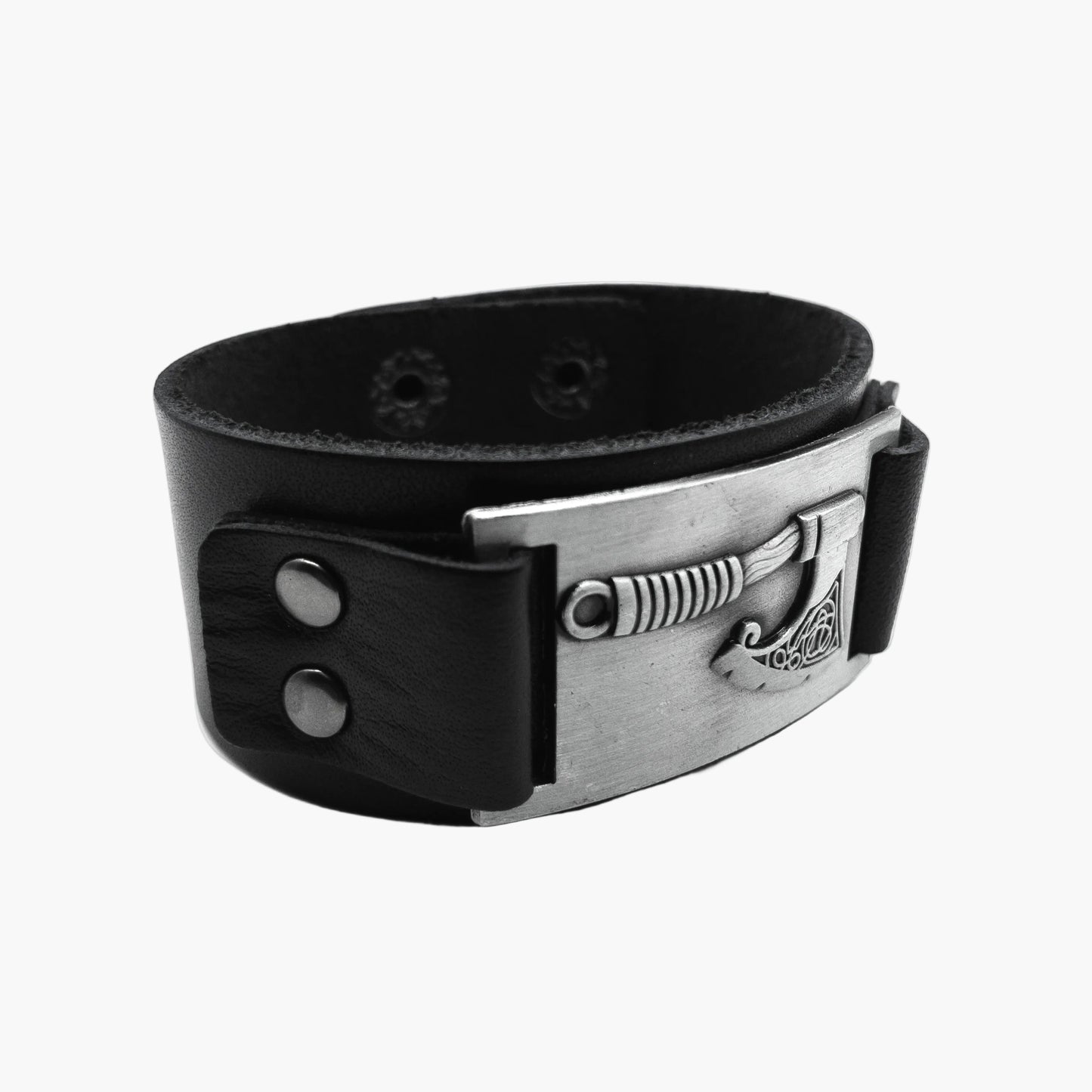 right angle view of War Axe adjustable cuff bracelet