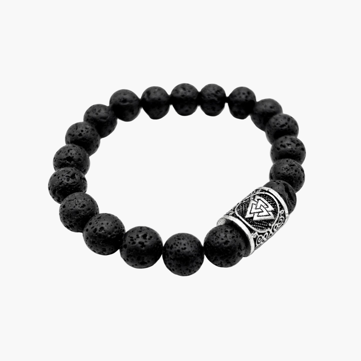 right angle view of Warrior Beads black bead bracelet