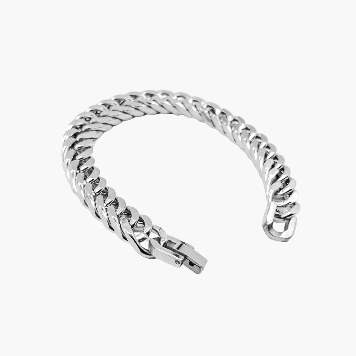 left angle view of Crafted Steel bracelet in 316L stainless steel