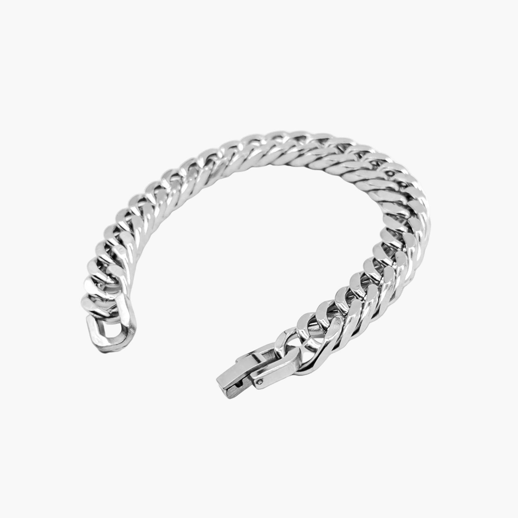 right angle view of Crafted Steel polished bracelet