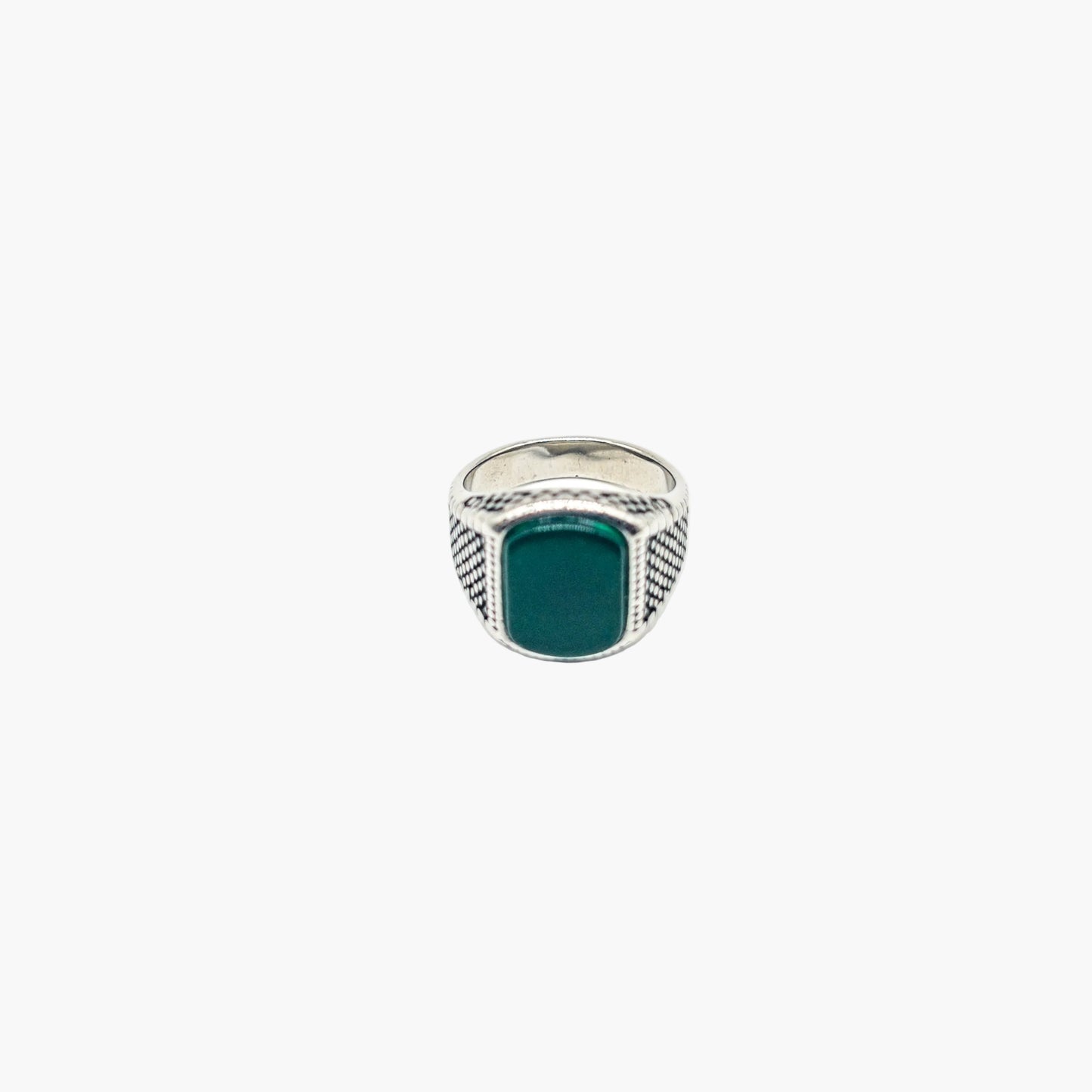 top down view of Emerald Visions ring in 316L stainless steel