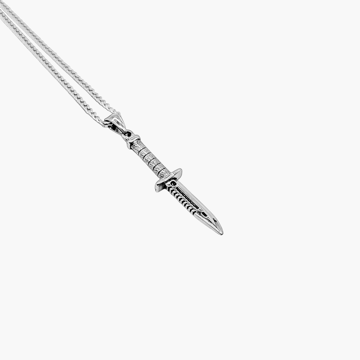 slim blade detail on Iron Dagger stainless steel pendant