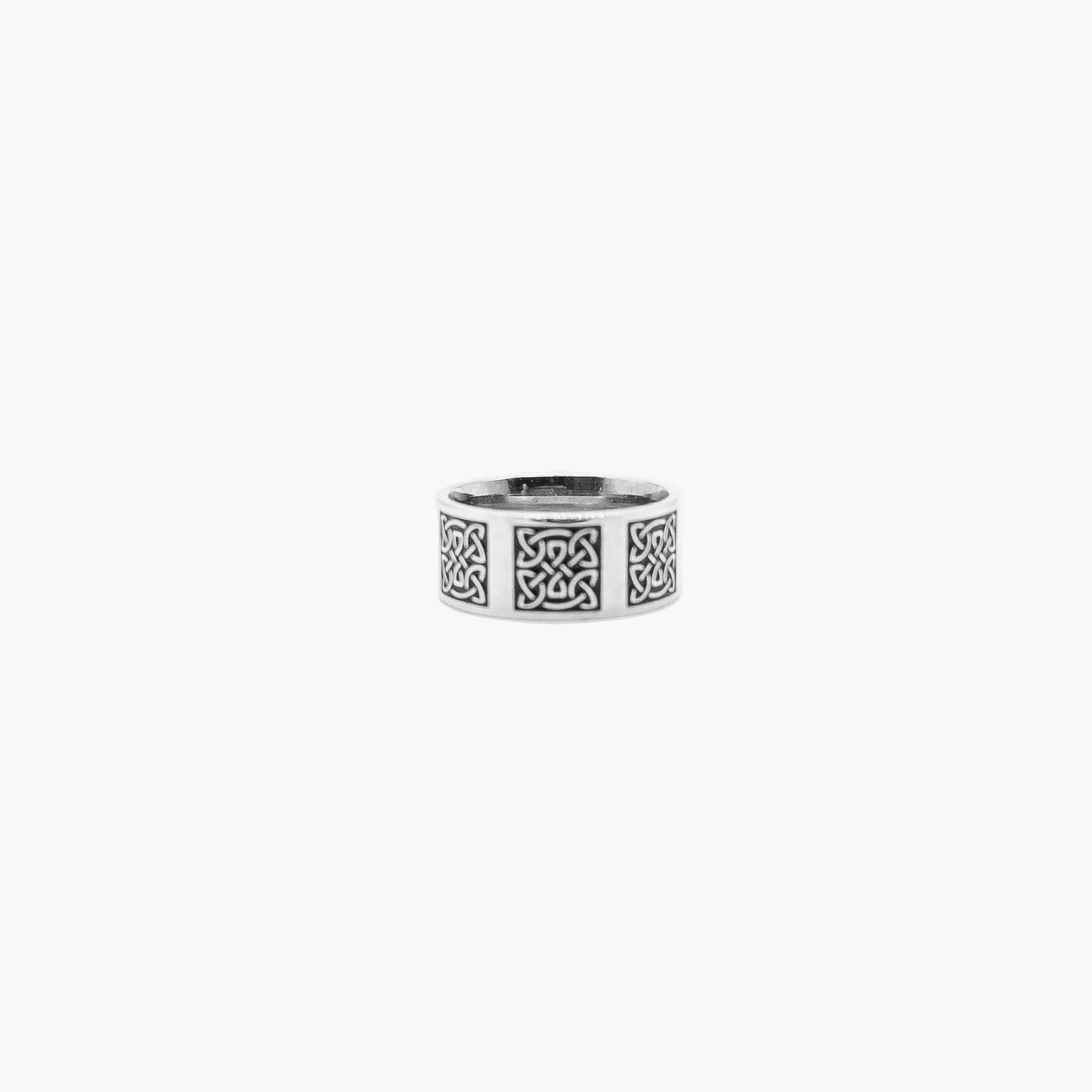 Celtic pattern detail on Northmark stainless steel ring