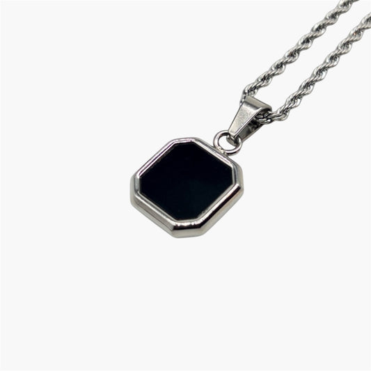 Obsidian Crest Black Square Stainless Steel Pendant HOUSE OF ROK