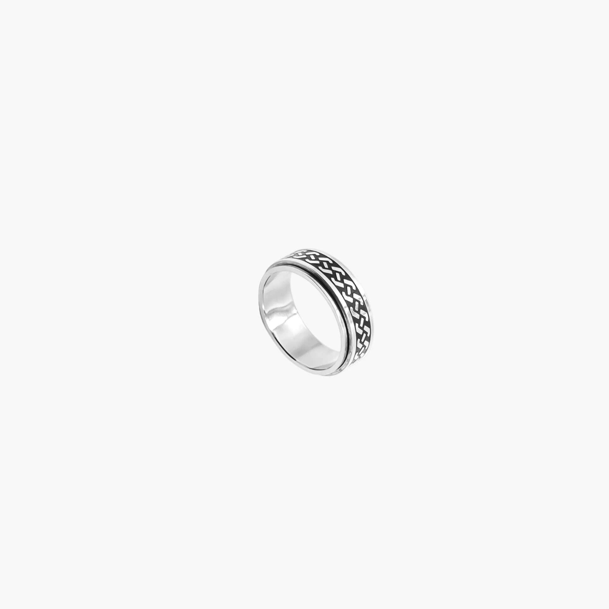 left angle view of Ridge ring in 316L stainless steel