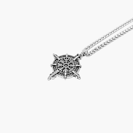 Rotary Wheel Vegvisir Compass Stainless Steel Pendant HOUSE OF ROK