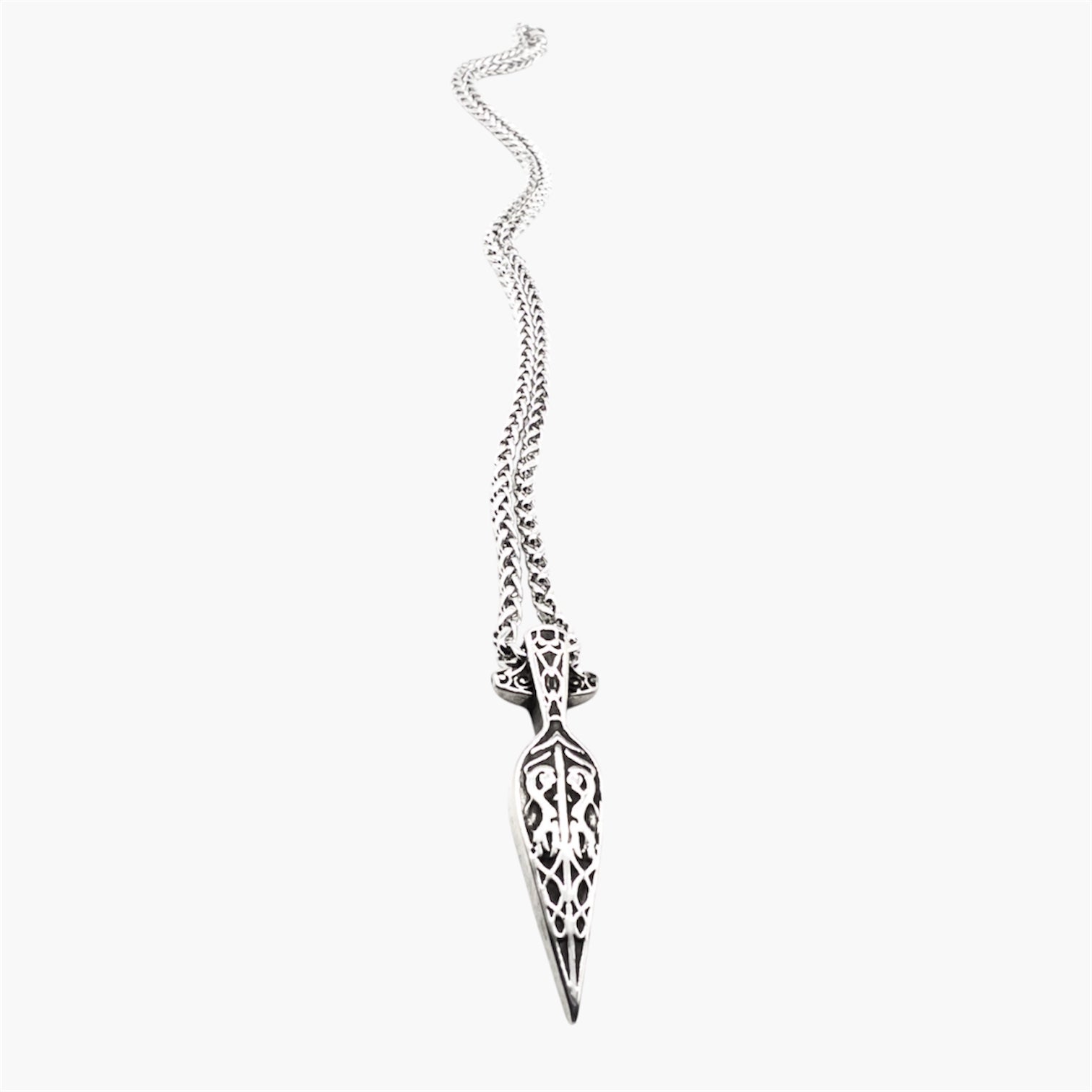 Side view of Spear of God pendant showing thickness and craftsmanship