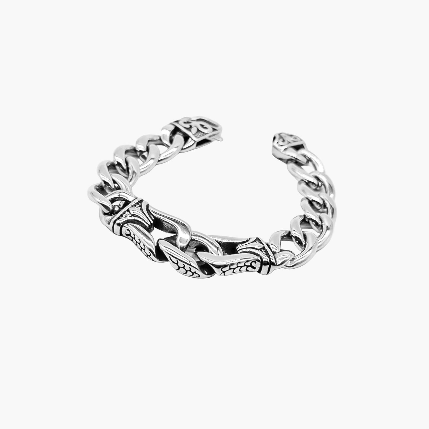 Vyper Steel Snake Skin Engraved Link Bracelet HOUSE OF ROK