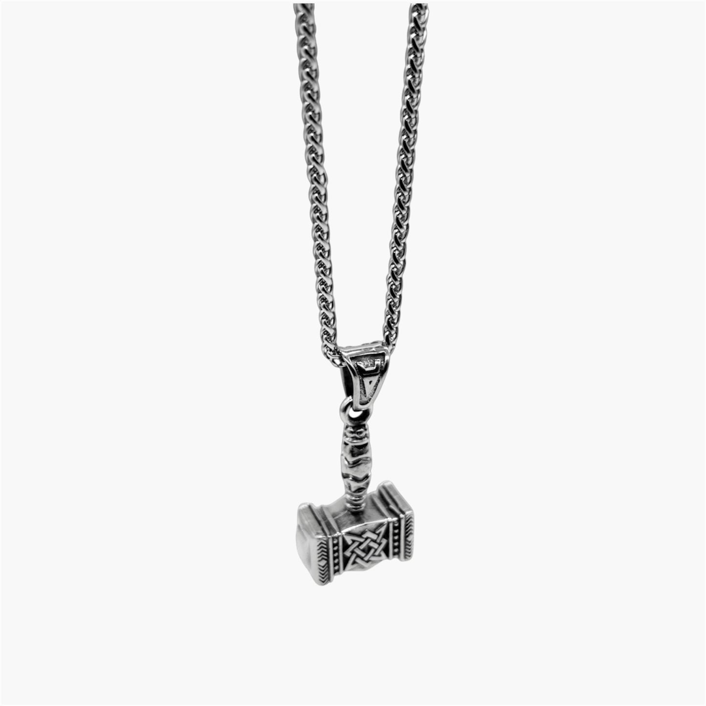 side view of stainless steel war hammer pendant