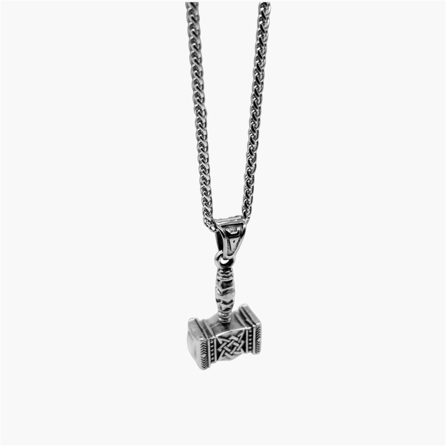 side view of stainless steel war hammer pendant