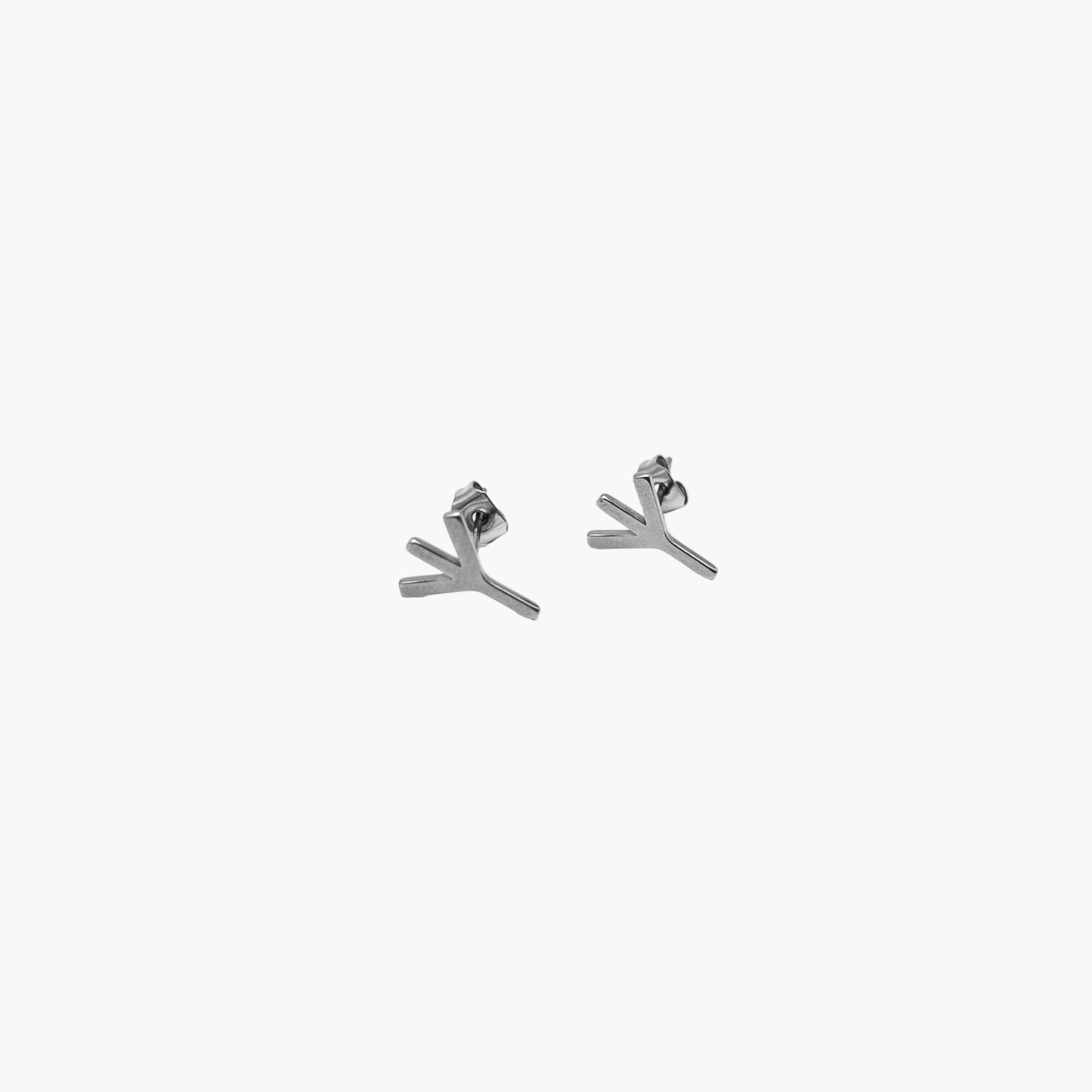 Algiz Rune Norse Sterling Silver Stud Earrings HOUSE OF ROK