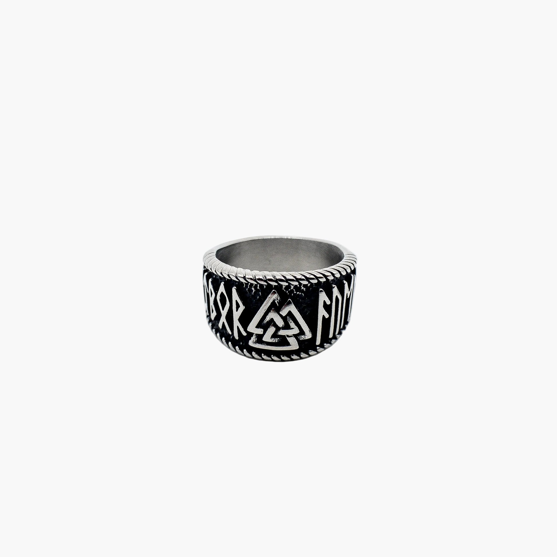 HOUSE OF ROK Asgard Valknut Rune Stainless Steel Viking Ring