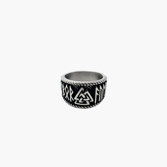 HOUSE OF ROK Asgard Valknut Rune Stainless Steel Viking Ring