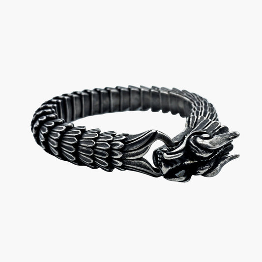 HOUSE OF ROK Black Dragon Norse Titanium Plated Bracelet
