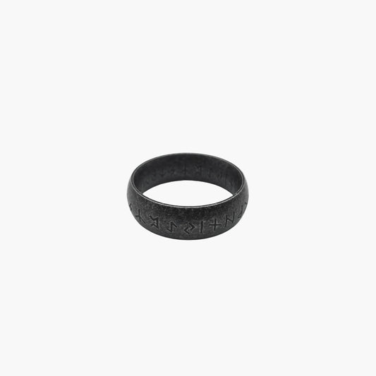 HOUSE OF ROK Black Runes Stainless Steel Viking Ring