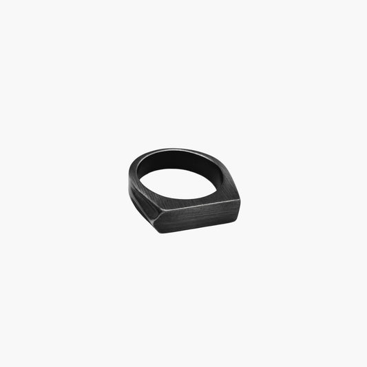 HOUSE OF ROK. Minimalist Blacksmith Ring showing forged texture main view.