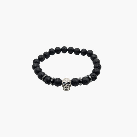 Deathskull Lava Stone Norse Skull Bracelet HOUSE OF ROK