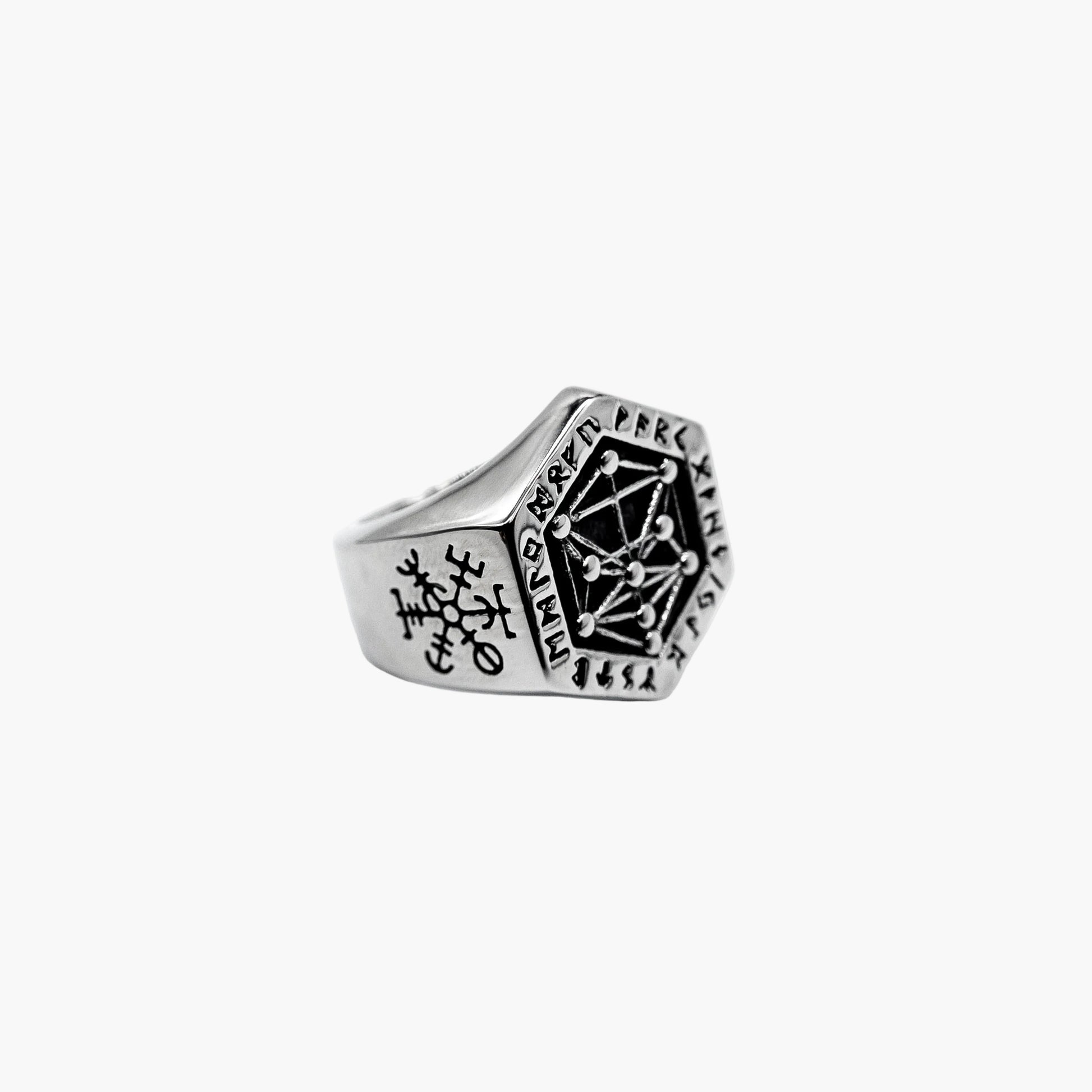 HOUSE OF ROK Decoded Ring With Norse Rune Etchings on Bezel