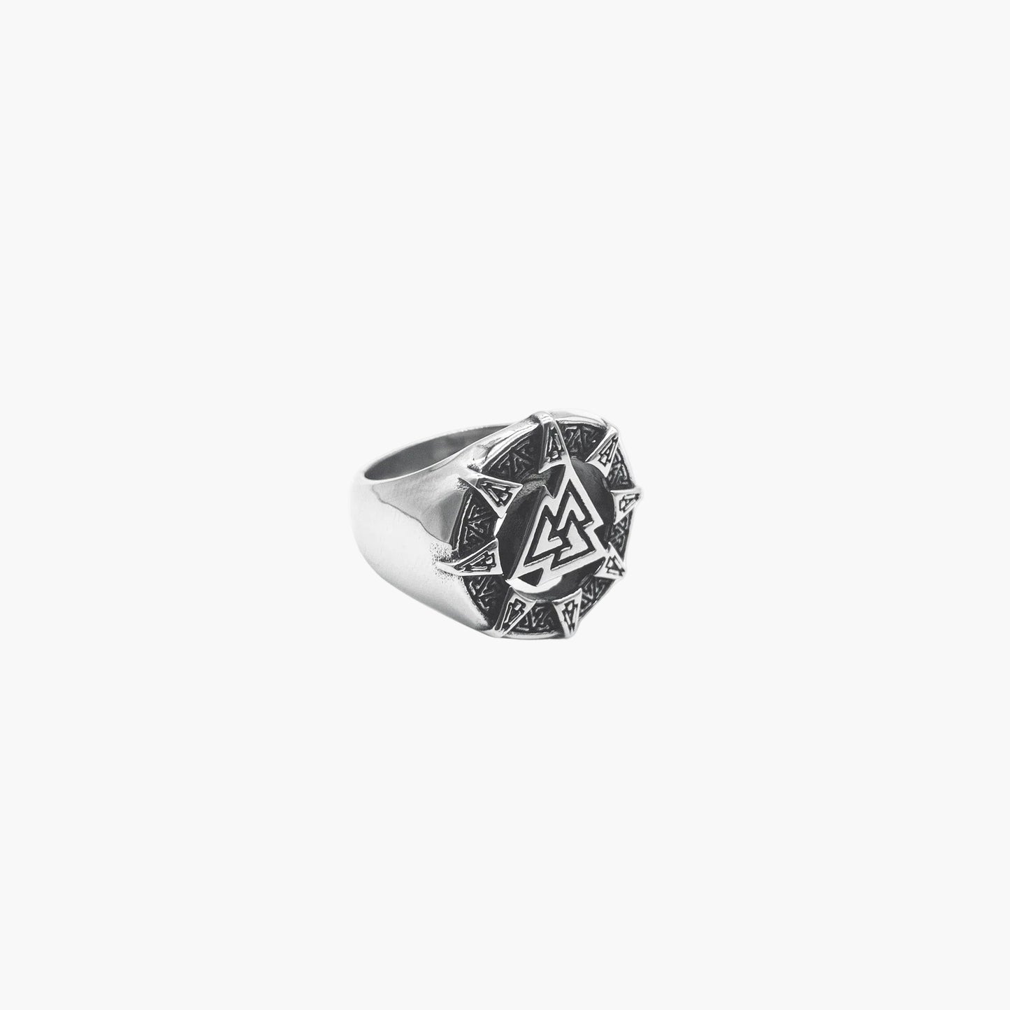 left angle view of Eternal ring showing repeating motif pattern