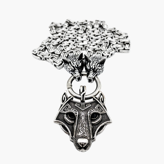 HOUSE OF ROK Fenrirs Chain Wolf Pendant Stainless Steel Necklace