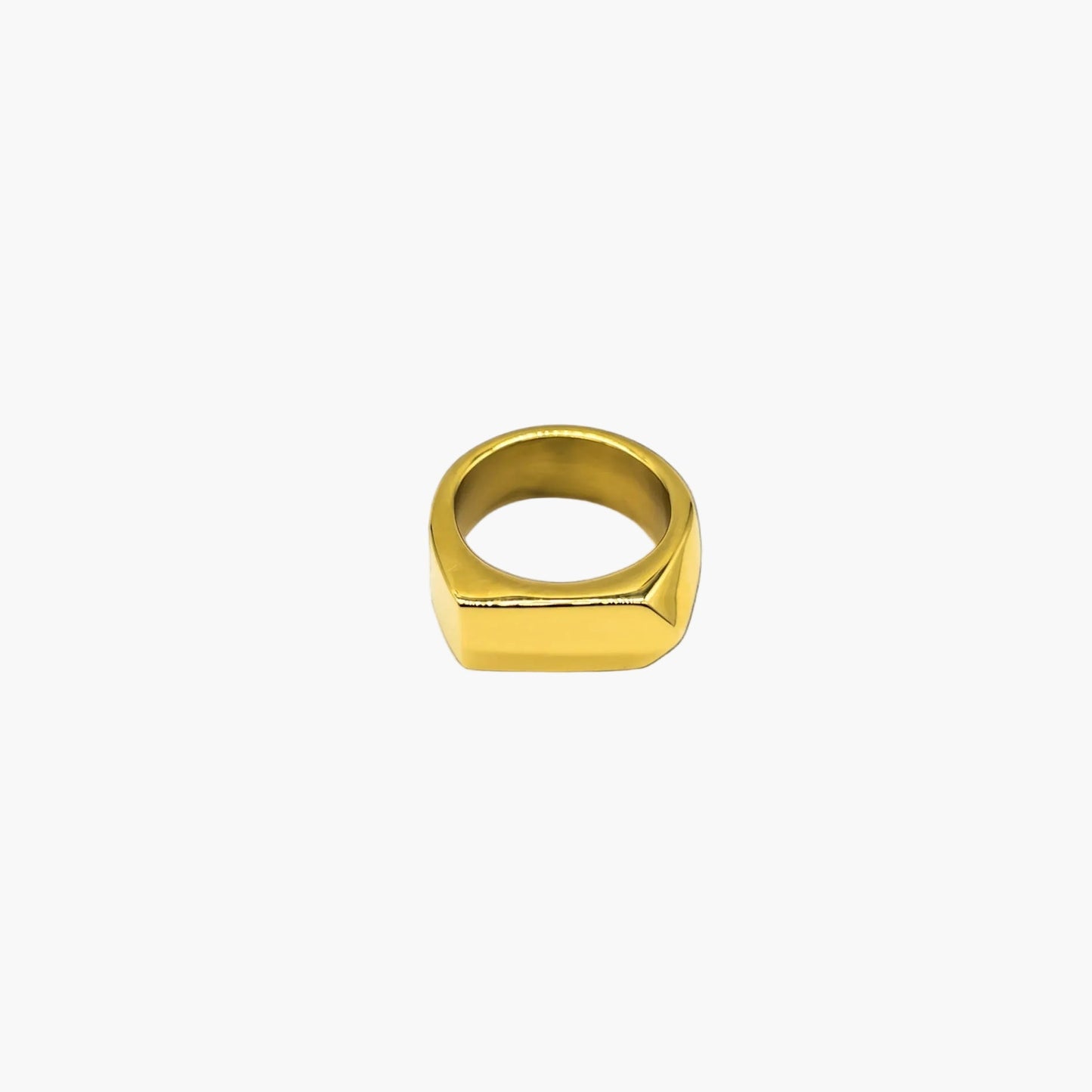 front angle view of Goldsmith gold plated ring