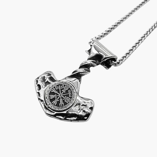 Hammer of God Mjolnir Vegvisir Stainless Steel Pendant HOUSE OF ROK