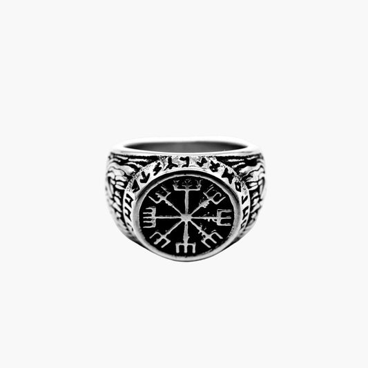 HOUSE OF ROK Kompass Vegvisir Stainless Steel Viking Ring