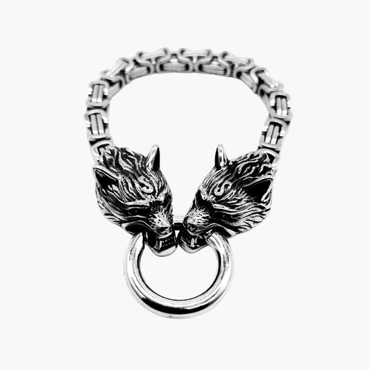 HOUSE OF ROK Metallic Wolf Stainless Steel Link Bracelet
