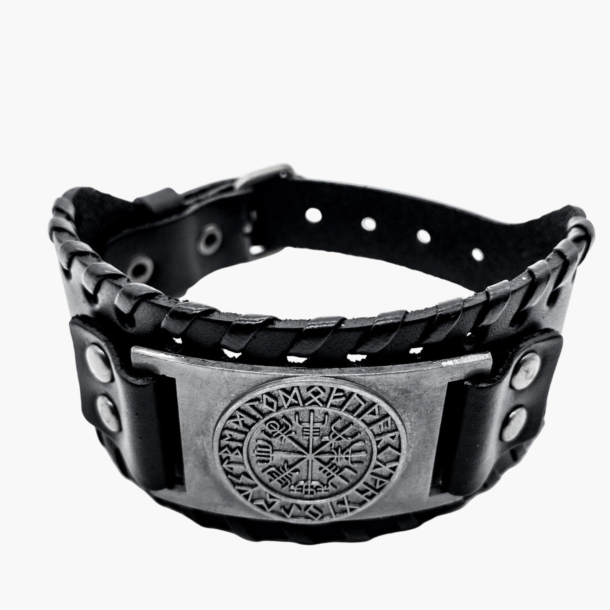 silver plated Helm of Awe detail on Nautical Wrist Cuff