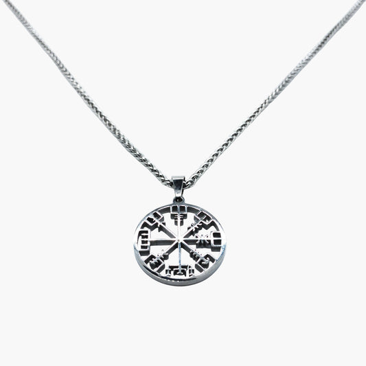 HOUSE OF ROK Norse Compass Vegvisir Pendant Stainless Steel Necklace