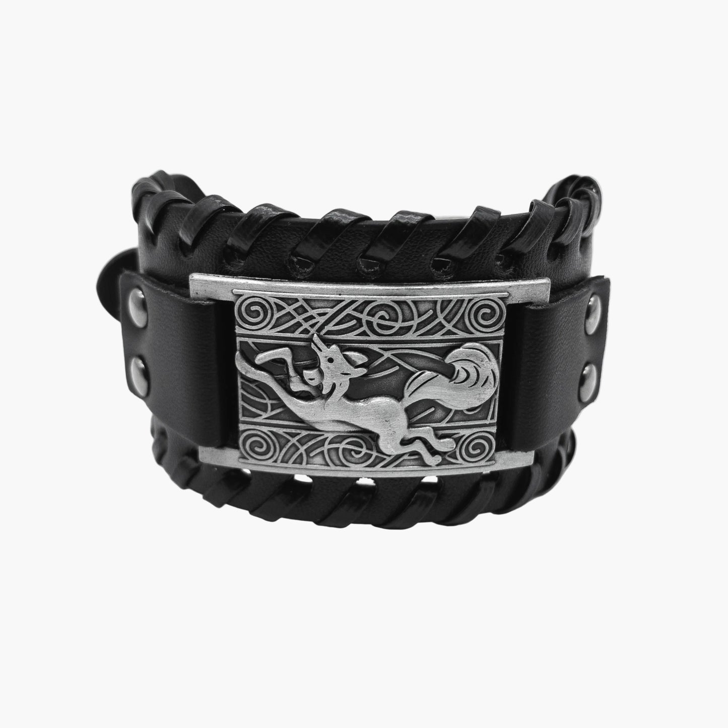 Silver-colored Norse Horse Wrist Cuff by HOUSE OF ROK showing sculpted horse motif and clean band detailing