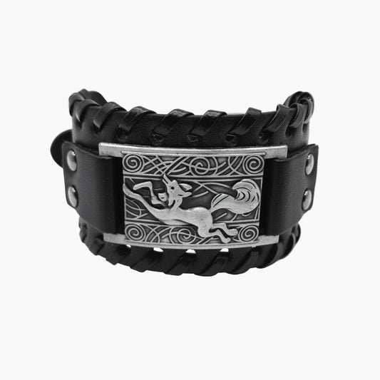 Silver-colored Norse Horse Wrist Cuff by HOUSE OF ROK showing sculpted horse motif and clean band detailing