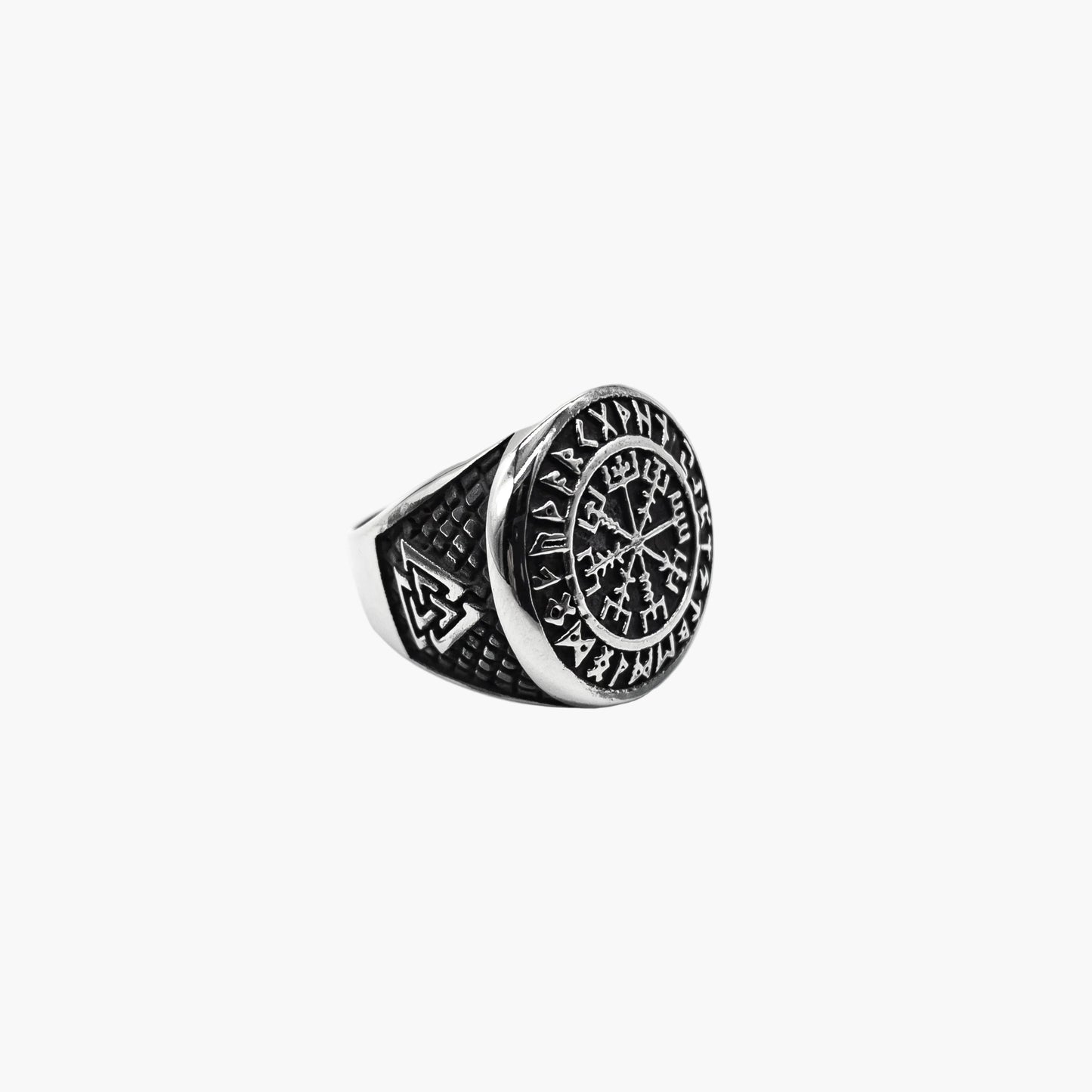 HOUSE OF ROK Norseman Vegvisir Valknut Rune Stainless Steel Ring