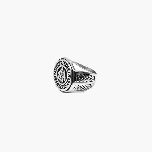 Right side view of Odin Ring showing detailed knot engravings.