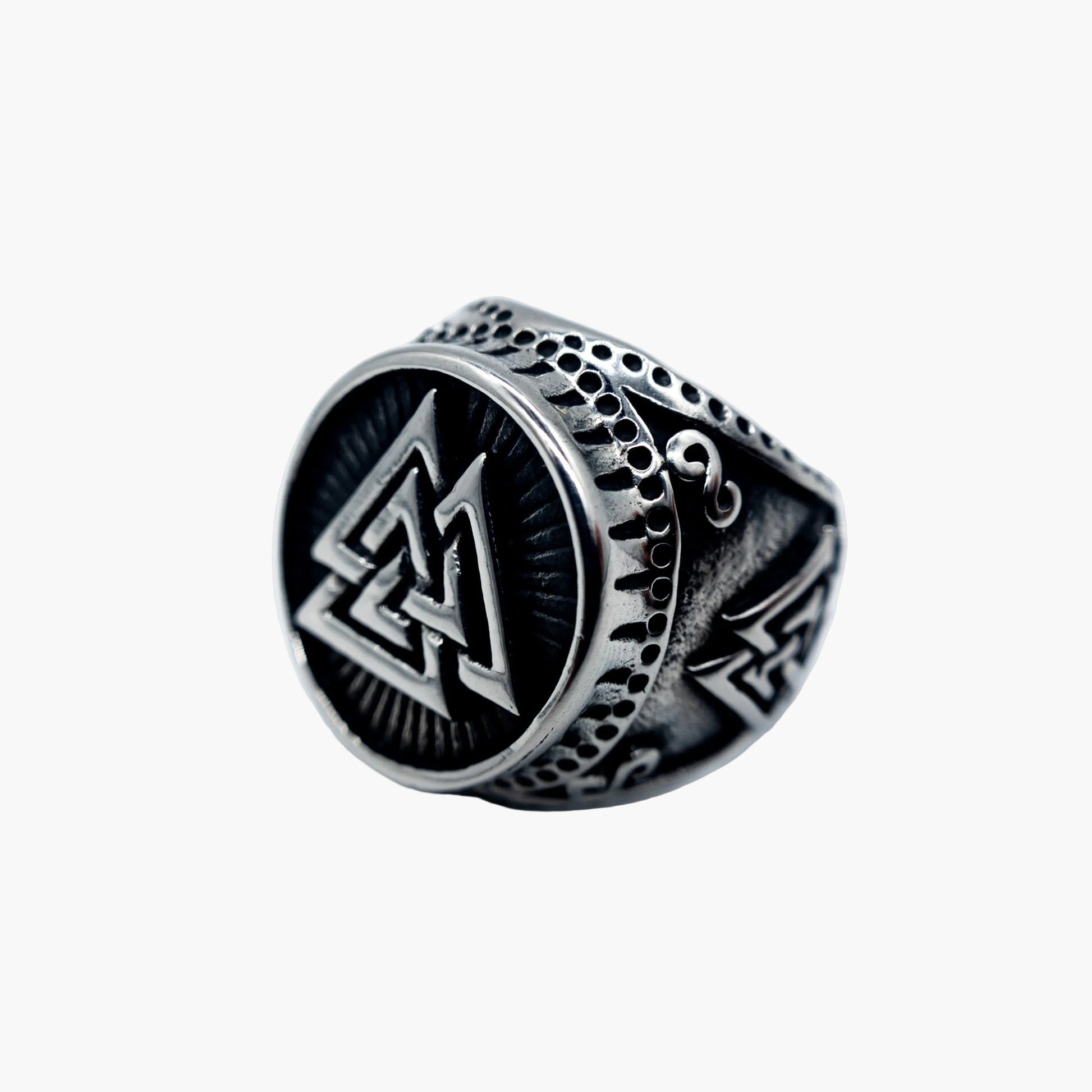 side view of Rebirth Viking ring showing band detail