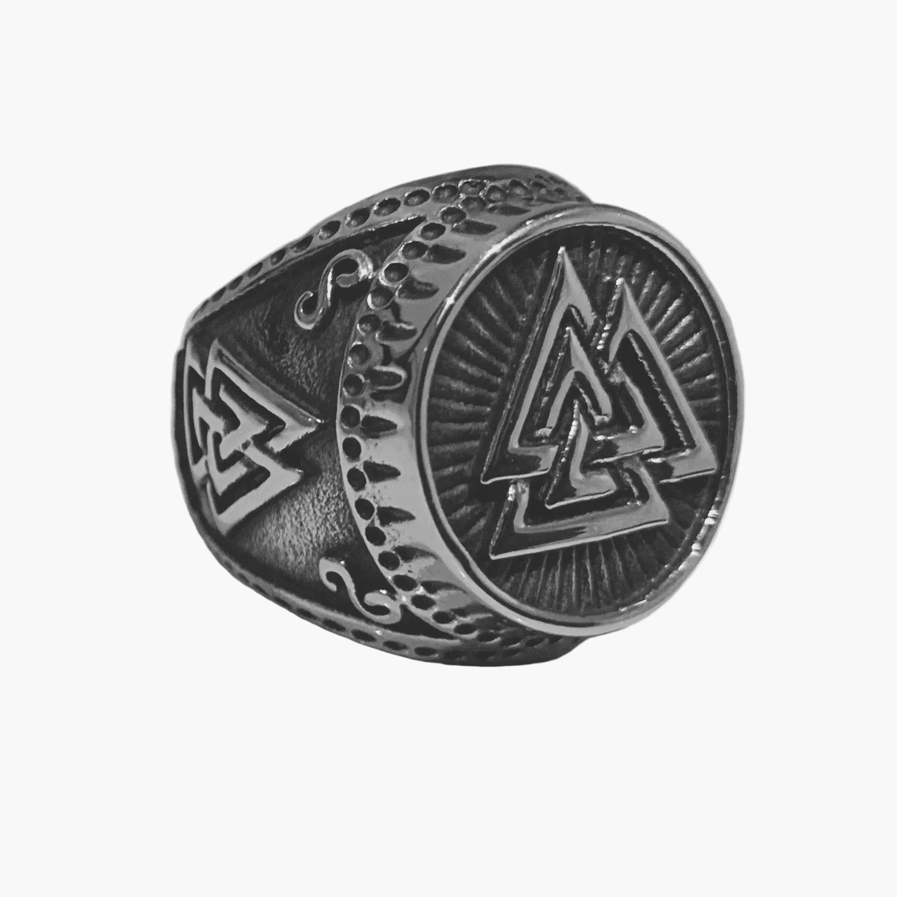 HOUSE OF ROK Rebirth Valknut Stainless Steel Viking Ring