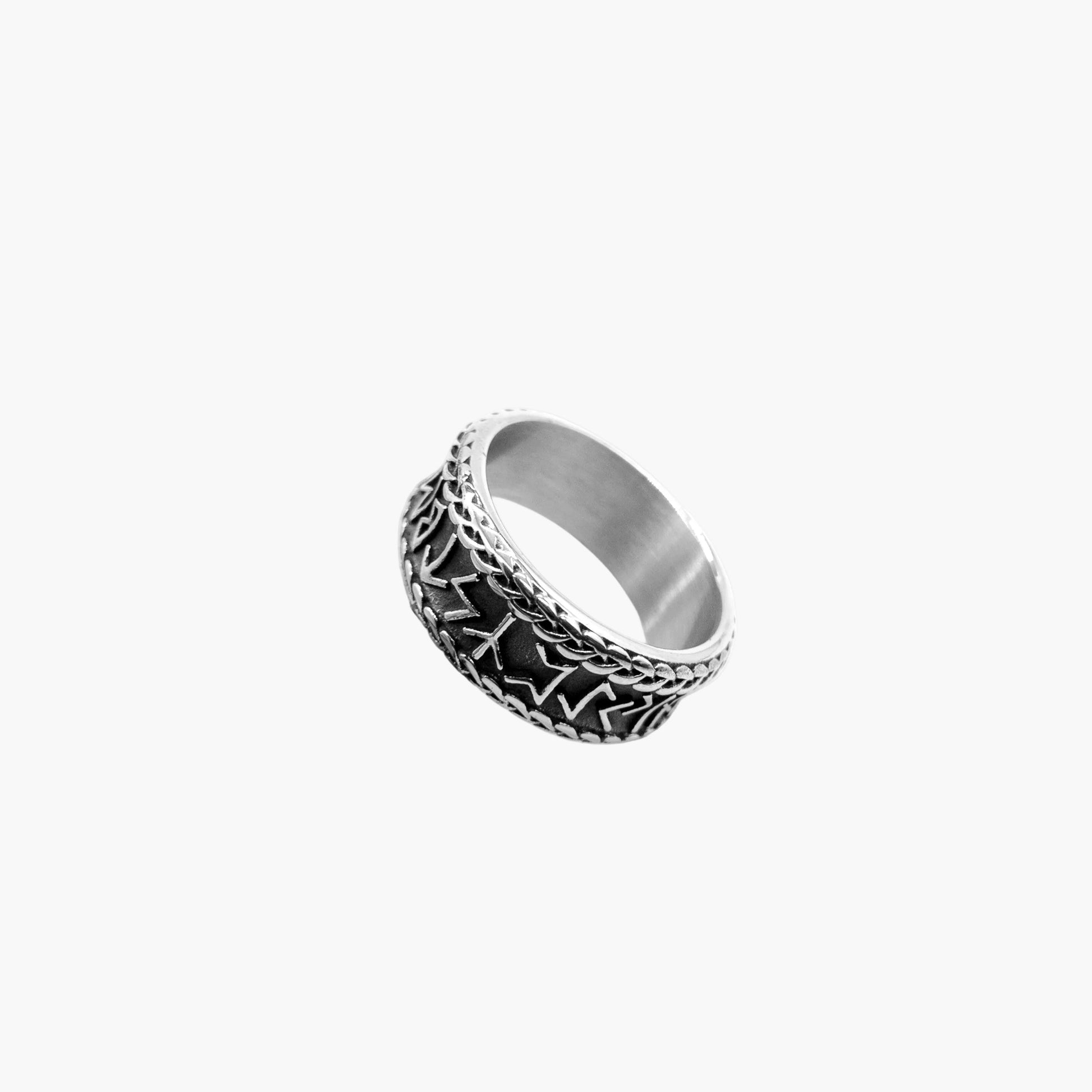 HOUSE OF ROK Runic Band Stainless Steel Ring With Rune Engravings
