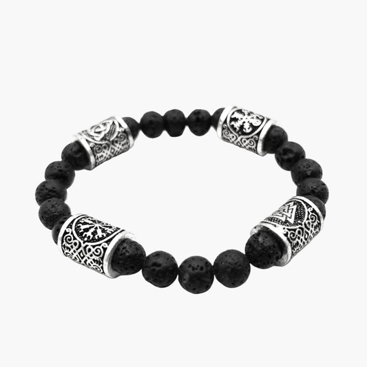 Runic Charms Lava Stone Norse Bead Bracelet HOUSE OF ROK