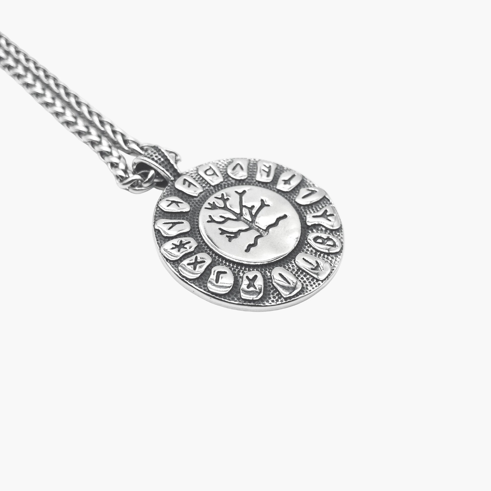 HOUSE OF ROK Runic Tree Pendant Rune Accent Detail Silver Finish
